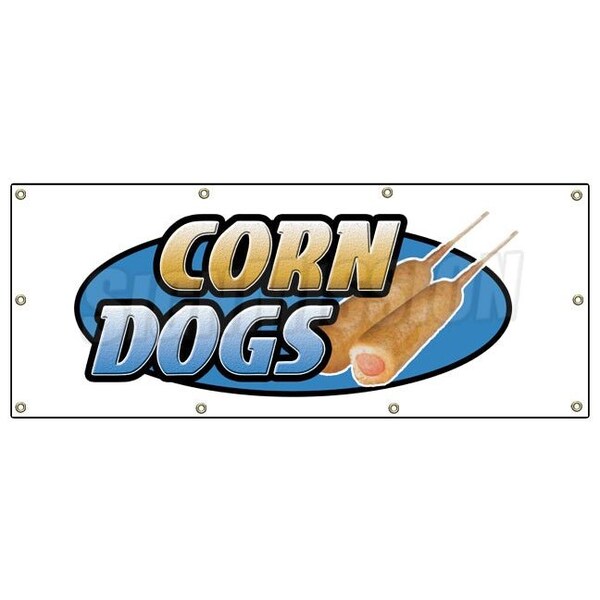 Corn Dogs Banner Heavy Duty 13 Oz Vinyl with Grommets Single Sided